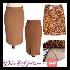 Dolce & Gabbana Vintage Pencil Midi Skirt Signature leopard Print Lining - EU 40